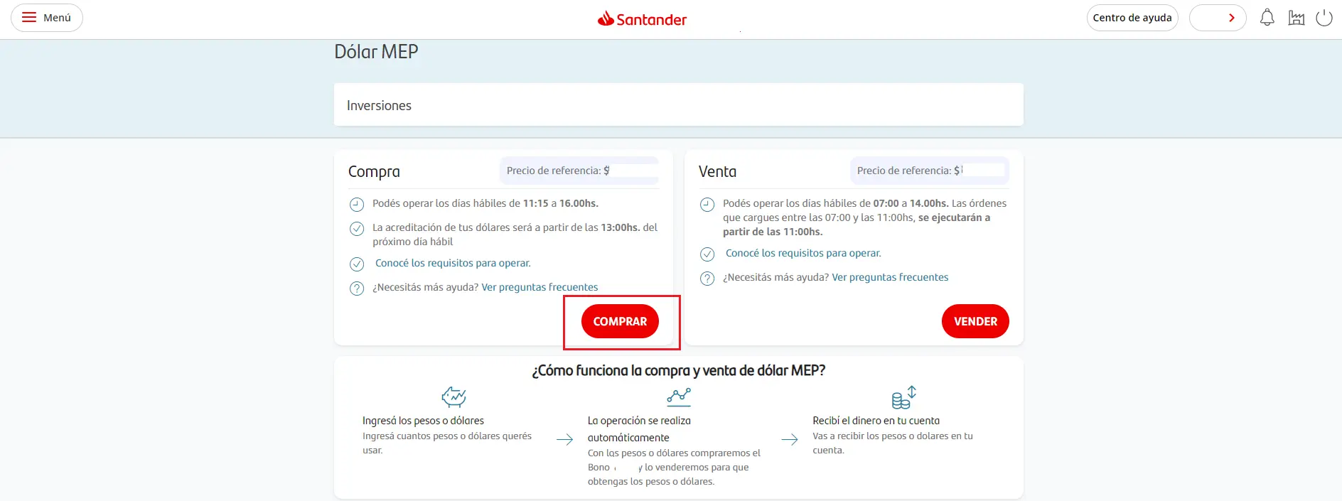 dolar para la compra santander rio - A cuánto está el dólar para comprar en Santander