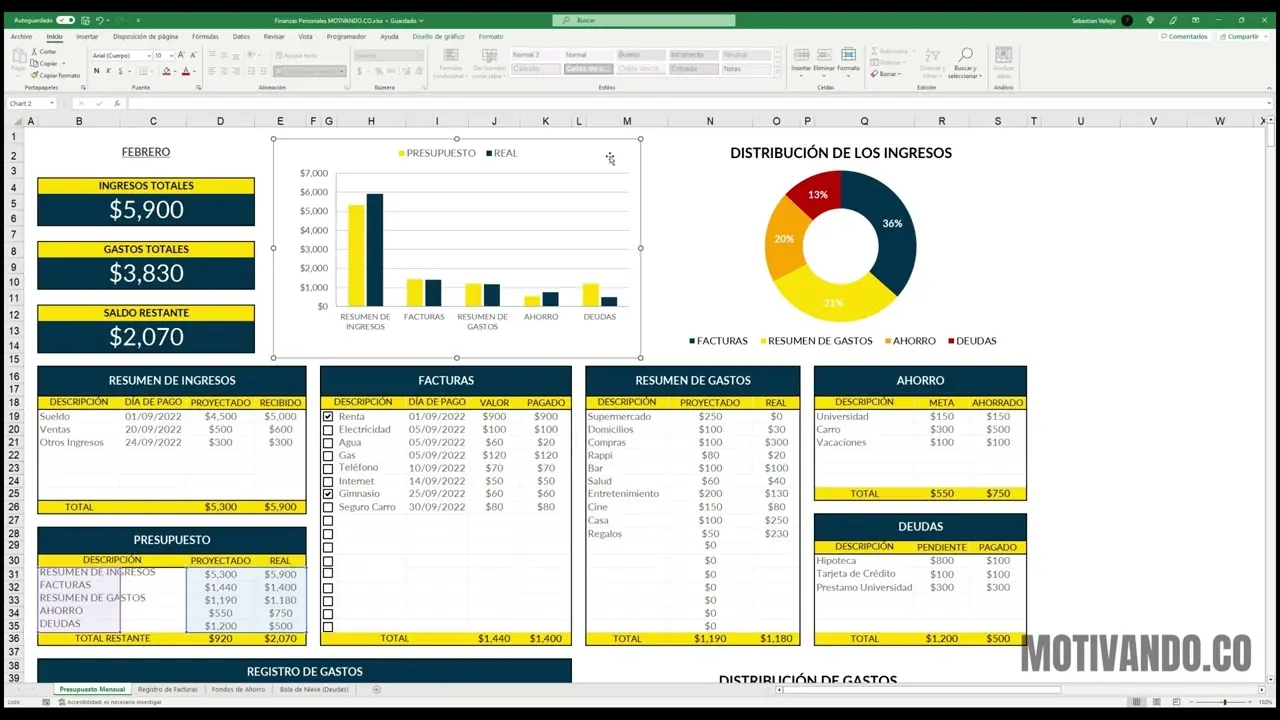 Cómo organizar tus finanzas personales con Excel: Una guía completa - Cómo gestionar las finanzas personales en Excel organizar finanzas personales excel - Cómo gestionar las finanzas personales en Excel