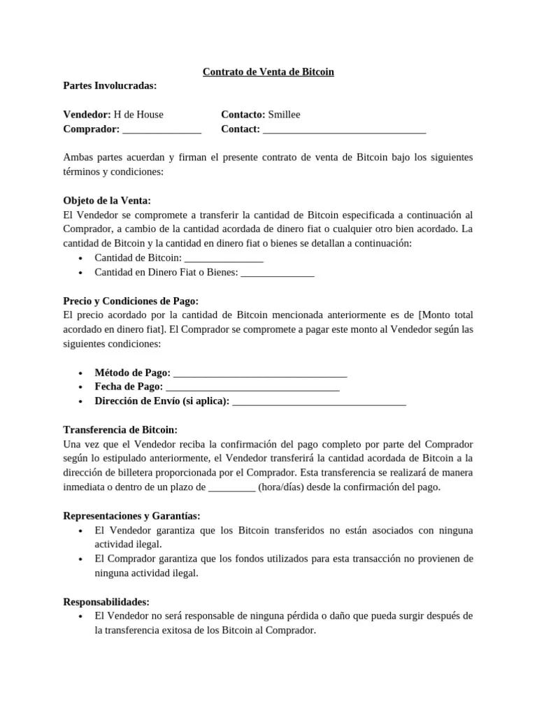 contrato de compra y venta bitcoin - Cómo hacer un contrato de compraventa