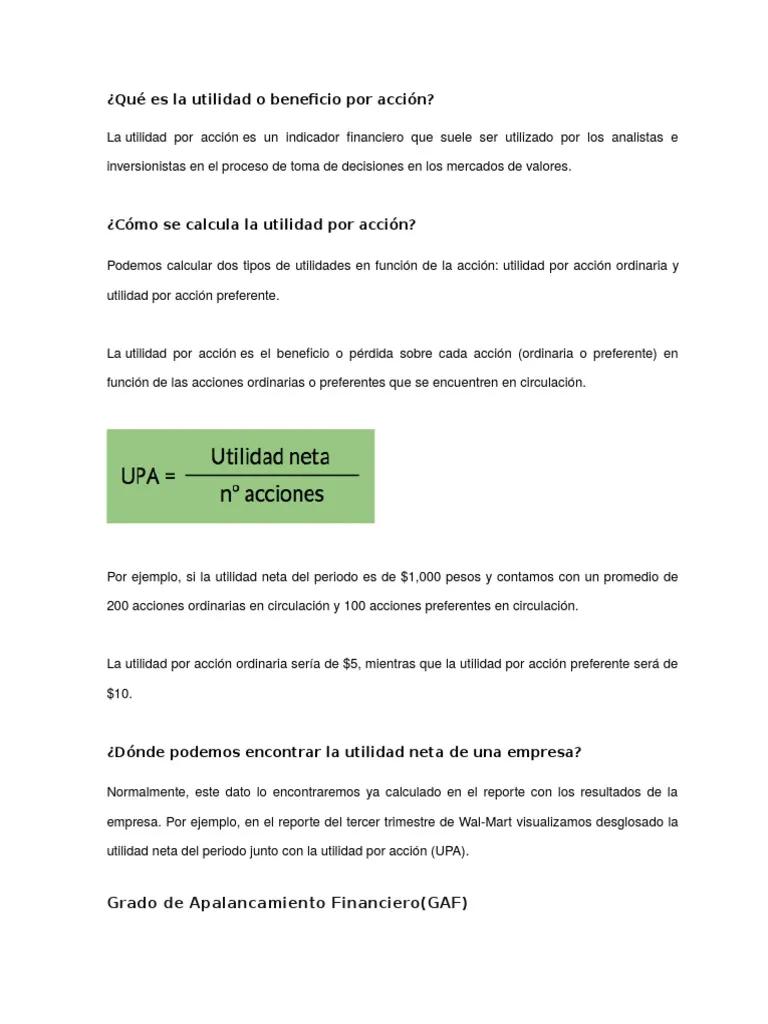 que es el upa en finanzas - Cómo se interpreta el UPA
