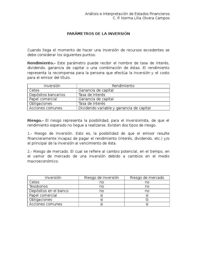 oportunidades de inversion finanzas - Cuáles son los 5 parámetros de inversión