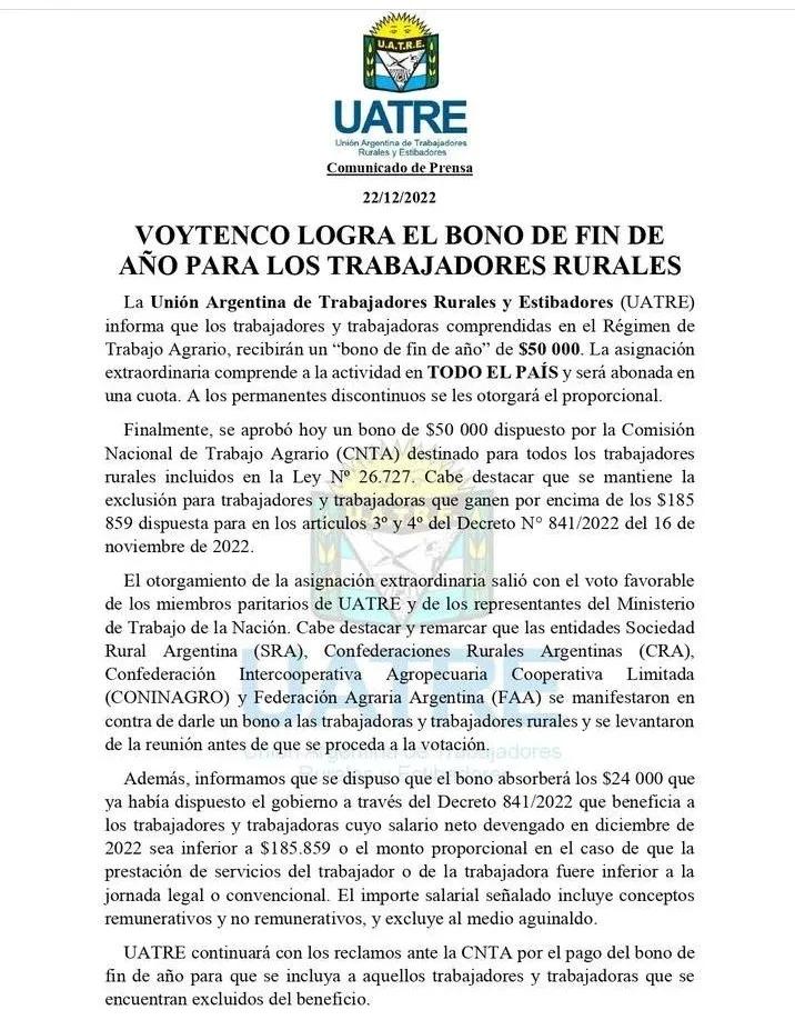 trabajadores rurales cobran el bono - Cuánto es el bono rural