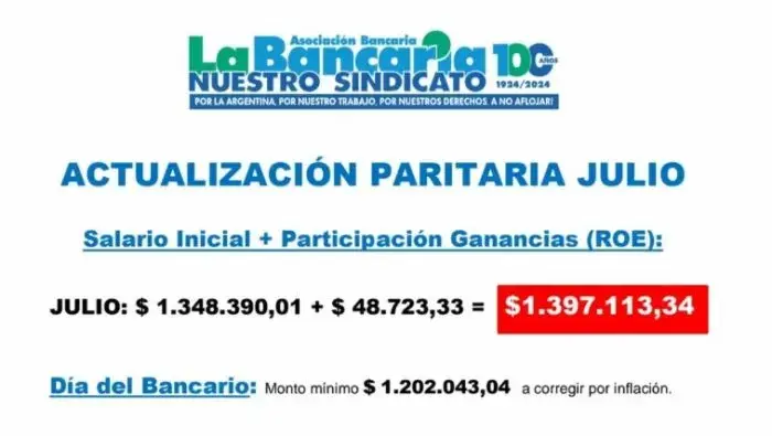 bono ganancias bancarios - Cuánto pagan por el día del bancario
