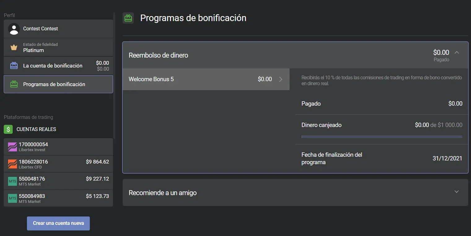 bono libertex - Cuánto te cobra Libertex por retirar dinero
