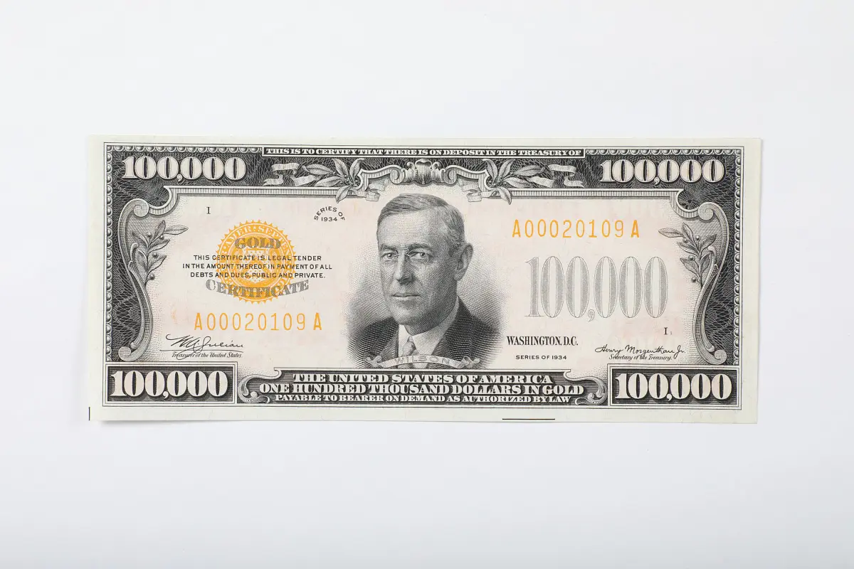 dolar de 100000 - Existe un billete de 100.000 dólares estadounidenses