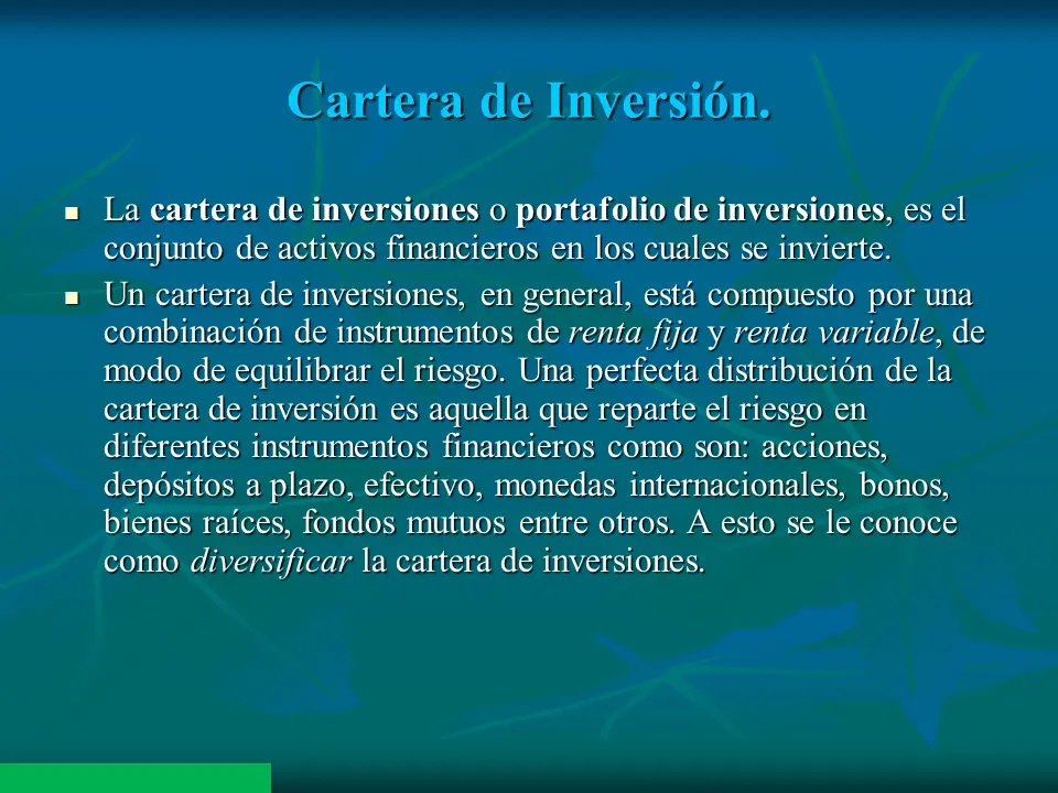 cartera significado en finanzas - Qué cartera financiera