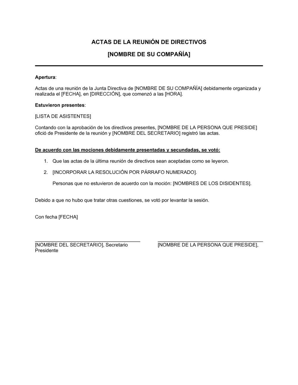 Acta de Directorio de Inversión: Guía Completa para su Redacción - Qué debe contener un acta de junta directiva acta de directorio inversion - Qué debe contener un acta de junta directiva