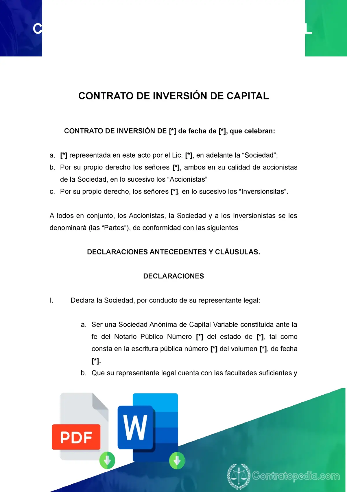 documento de inversion - Qué debe contener un contrato de inversión