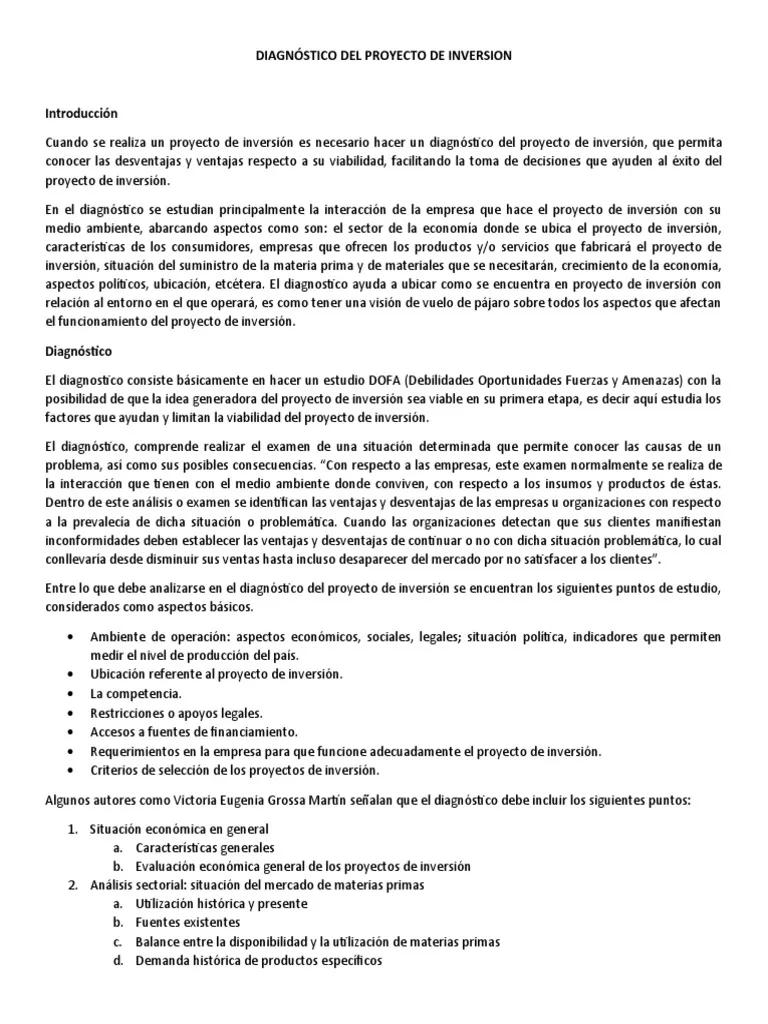 Diagnóstico de Proyectos de Inversión: Clave para el Éxito - Qué elementos de estudio deben incluirse en el diagnóstico de los proyectos de inversión diagnostico de un proyecto de inversion - Qué elementos de estudio deben incluirse en el diagnóstico de los proyectos de inversión