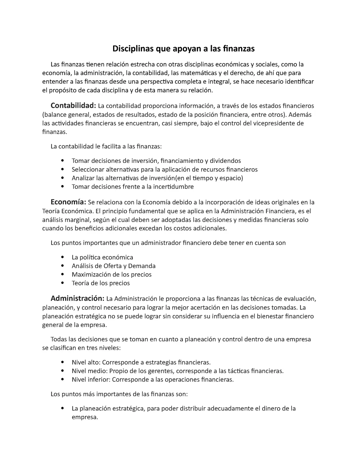 1.5 disciplinas que apoyan a las finanzas - Qué es disciplina en las finanzas