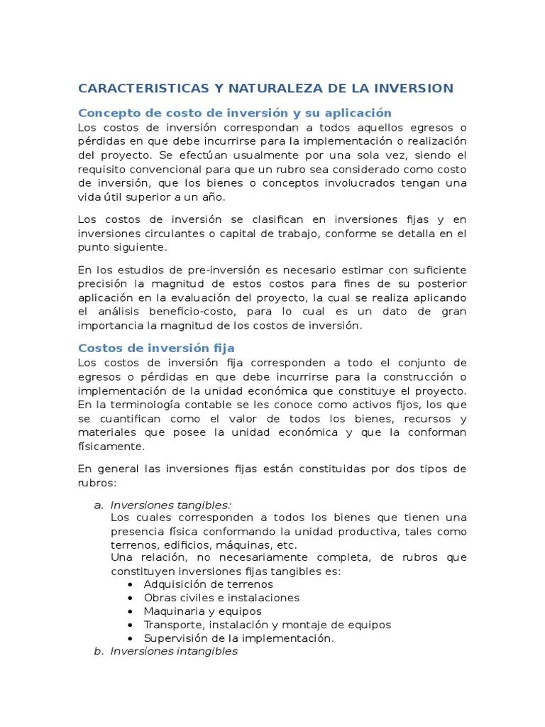 naturaleza de un proyecto de inversion - Qué es la naturaleza de la inversión