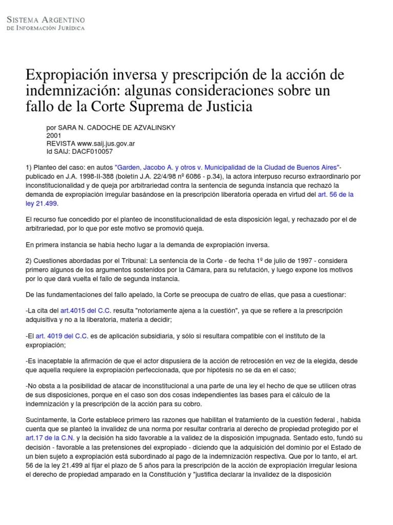 accion de expropiacion inversa - Qué es la reversión en materia de expropiación