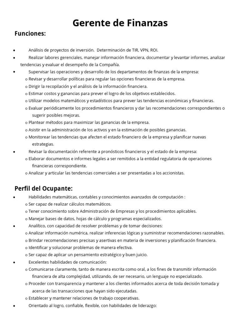 responsabilidades de un gerente de finanzas - Qué responsabilidades tiene el gerente