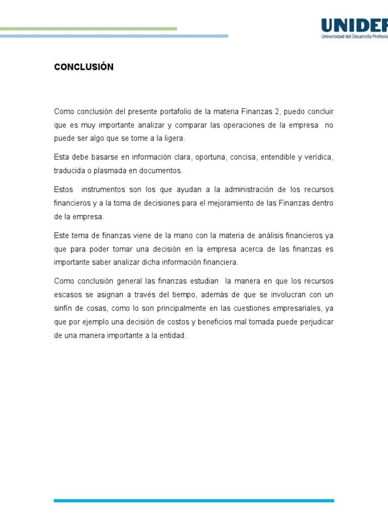 conclusion de finanzas - Qué son las conclusiones financieras