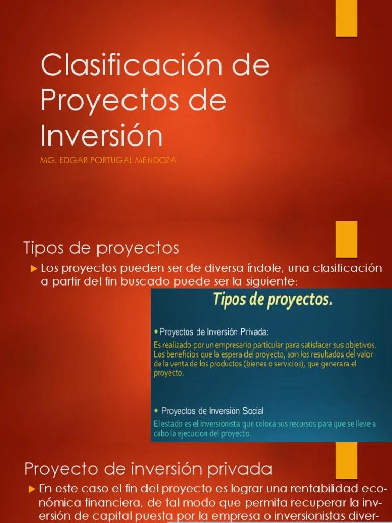 1.1 1 tipos de proyectos de inversion - Qué son los proyectos tipos