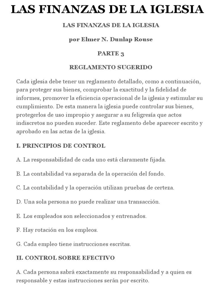 las finanzas de la iglesia pdf - Quién debe manejar las finanzas de la iglesia
